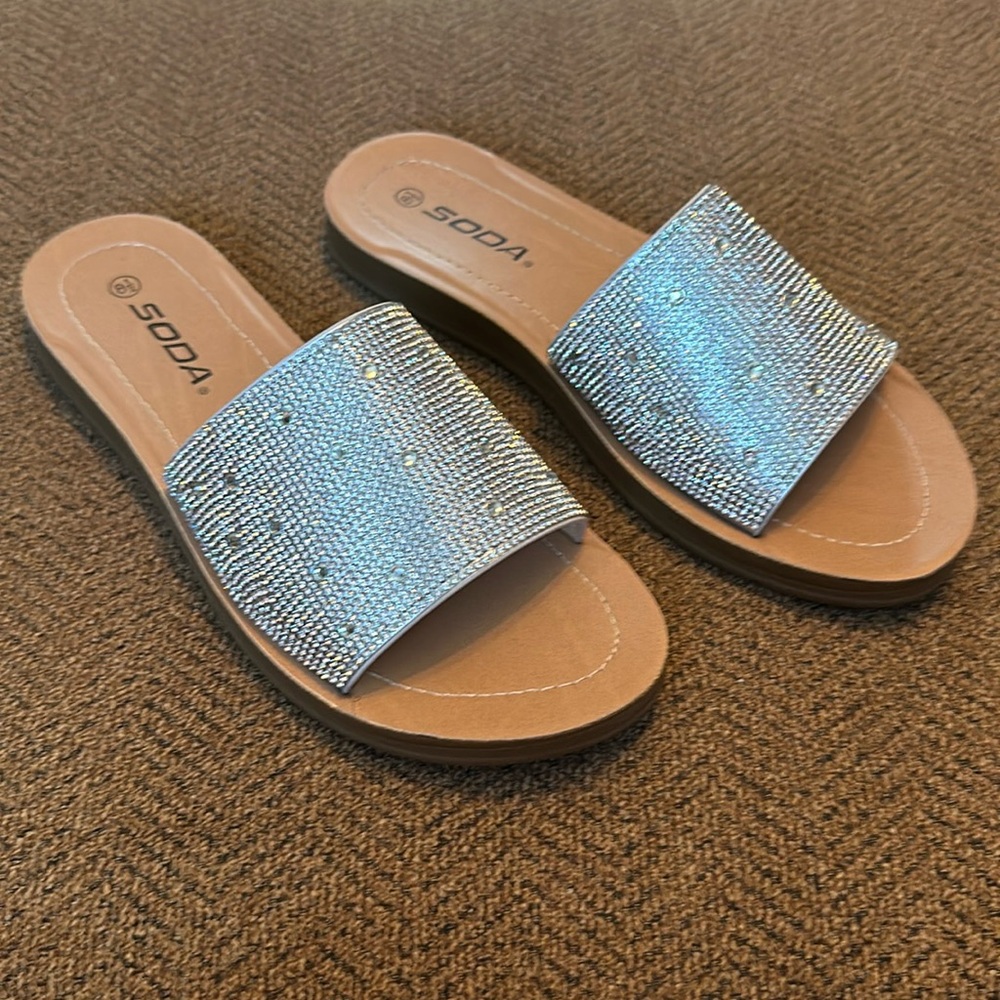 Soda Rhinestone Slip On Slide